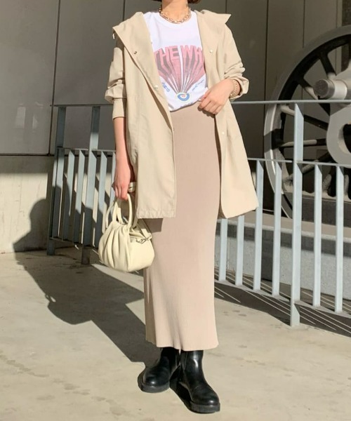 RIVE DROITE（リヴドロワ）の「着回し力抜群/リブストレートスカート（スカート・レディース・ブラック/ベージュ/グリーン/ブラウン/カーキ・36/38）」の17枚目の写真