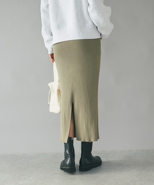 RIVE DROITE（リヴドロワ）の「着回し力抜群/リブストレートスカート（スカート・レディース・ブラック/ベージュ/グリーン/ブラウン/カーキ・36/38）」の21枚目の写真