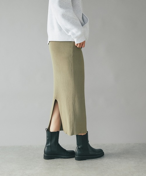 RIVE DROITE（リヴドロワ）の「着回し力抜群/リブストレートスカート（スカート・レディース・ブラック/ベージュ/グリーン/ブラウン/カーキ・36/38）」の20枚目の写真