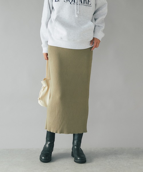 RIVE DROITE（リヴドロワ）の「着回し力抜群/リブストレートスカート（スカート・レディース・ブラック/ベージュ/グリーン/ブラウン/カーキ・36/38）」の18枚目の写真