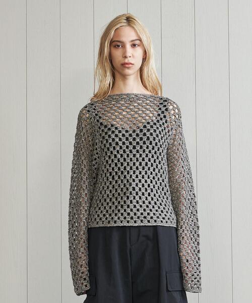 H BEAUTY&YOUTH UNITED ARROWS(エイチビューティーアンドユースユナイテッドアローズ)の「<H>LAME CROCHET PULLOVER/ニット(ニット/セーター・レディース・ブラック/グレー・FREE)」の9枚目の写真