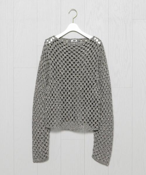 H BEAUTY&YOUTH UNITED ARROWS(エイチビューティーアンドユースユナイテッドアローズ)の「<H>LAME CROCHET PULLOVER/ニット(ニット/セーター・レディース・ブラック/グレー・FREE)」の11枚目の写真