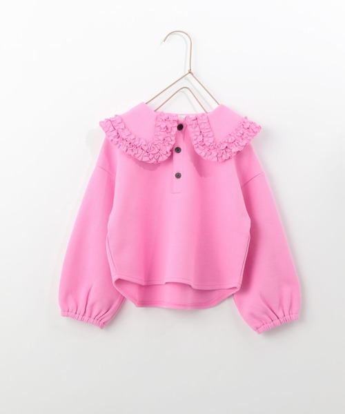 LOWRYS FARM（ローリーズファーム）の「フリルカラーポロシャツ　266080（ポロシャツ・キッズ・ブラック/オフホワイト/ピンク・110cm/120cm/130cm/140cm/150cm）」の3枚目の写真