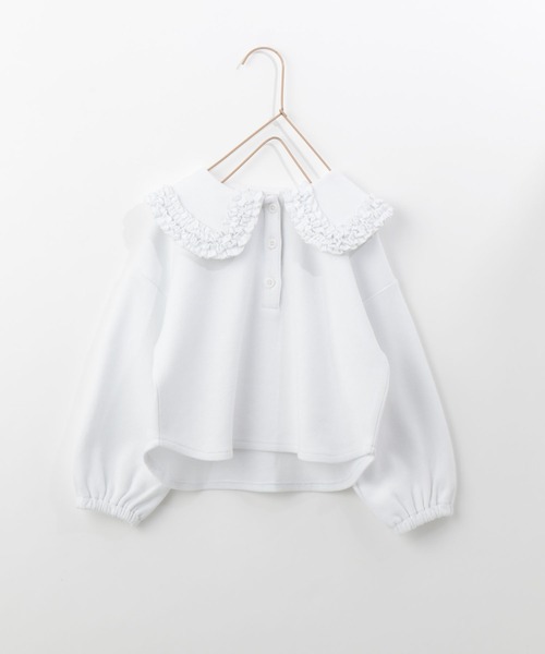 LOWRYS FARM（ローリーズファーム）の「フリルカラーポロシャツ　266080（ポロシャツ・キッズ・ブラック/オフホワイト/ピンク・110cm/120cm/130cm/140cm/150cm）」の6枚目の写真