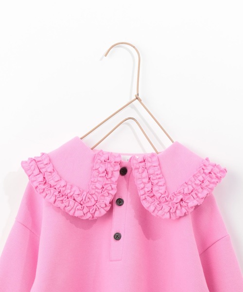 LOWRYS FARM（ローリーズファーム）の「フリルカラーポロシャツ　266080（ポロシャツ・キッズ・ブラック/オフホワイト/ピンク・110cm/120cm/130cm/140cm/150cm）」の4枚目の写真