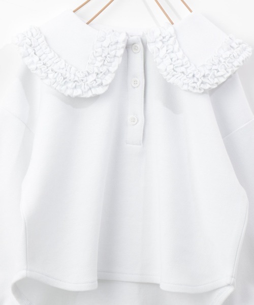 LOWRYS FARM（ローリーズファーム）の「フリルカラーポロシャツ　266080（ポロシャツ・キッズ・ブラック/オフホワイト/ピンク・110cm/120cm/130cm/140cm/150cm）」の8枚目の写真