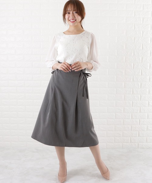 Lace Ladies(レースレディース)の「シースルー七分袖 スカラップ レースブラウス(シャツ/ブラウス・レディース・ホワイト/ネイビー/ブラック/グレー/アイボリー・L/S/XL/M)」の18枚目の写真