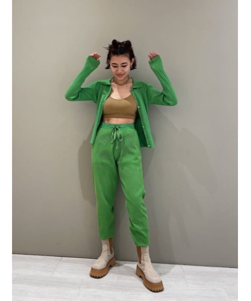 SLY（スライ）の「Sly Skin RELAX RIB PT リラックス リブ パンツ（ルームウェア/パジャマ・レディース・ブラウン/グリーン・1/2）」の3枚目の写真