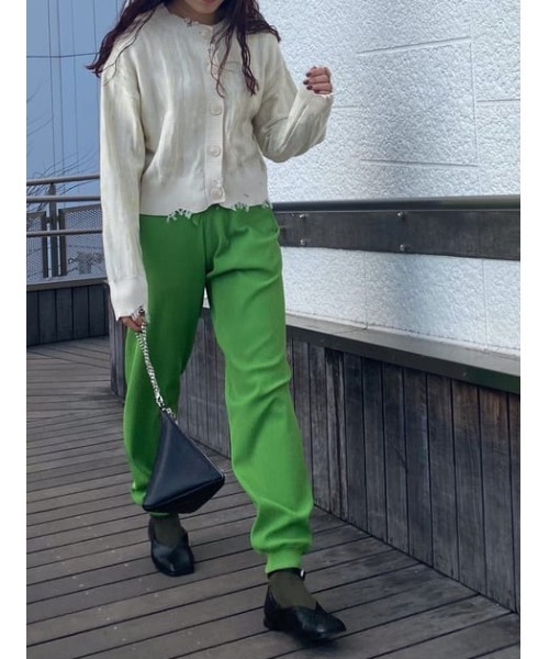 SLY（スライ）の「Sly Skin RELAX RIB PT リラックス リブ パンツ（ルームウェア/パジャマ・レディース・ブラウン/グリーン・1/2）」の8枚目の写真
