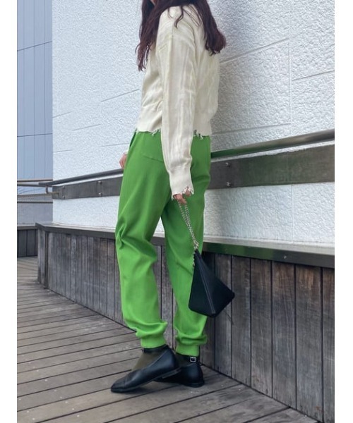 SLY（スライ）の「Sly Skin RELAX RIB PT リラックス リブ パンツ（ルームウェア/パジャマ・レディース・ブラウン/グリーン・1/2）」の9枚目の写真