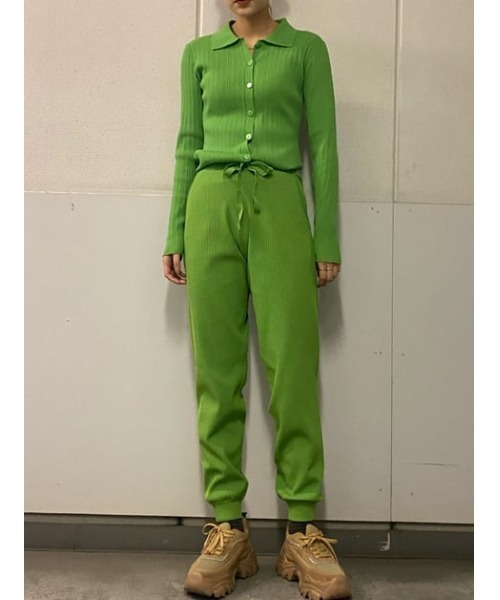 SLY（スライ）の「Sly Skin RELAX RIB PT リラックス リブ パンツ（ルームウェア/パジャマ・レディース・ブラウン/グリーン・1/2）」の11枚目の写真