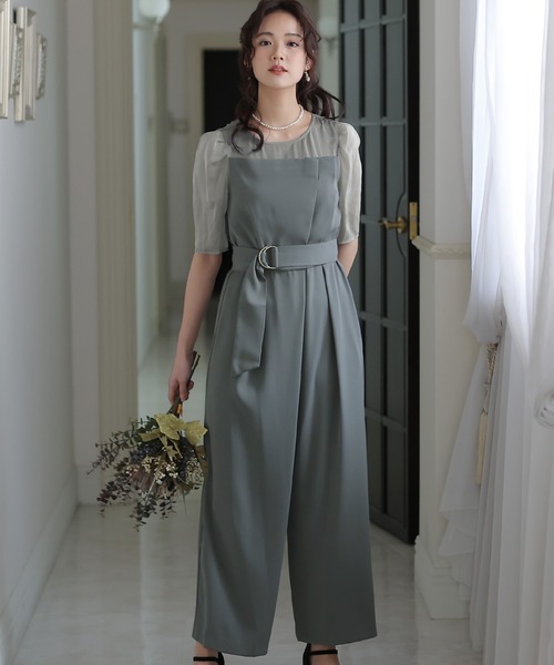 美品　Pour Vous　プールヴー　パンツドレス セレモニー　結婚式 プールヴー PourVous オールインワンパーティードレス結婚式