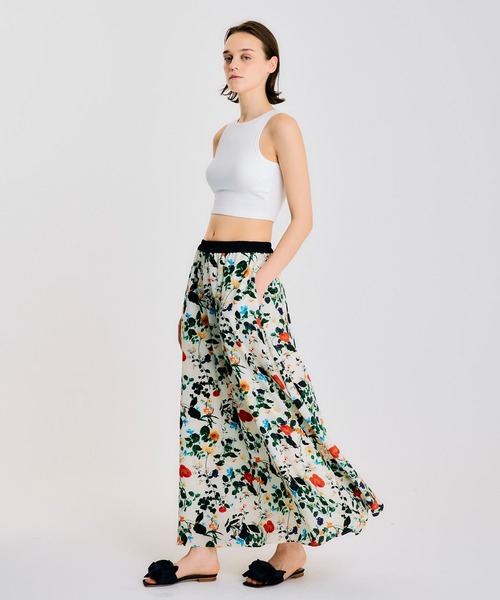 新型ボタニカル柄ロングスカート【手洗い可能】（スカート）｜NOISE