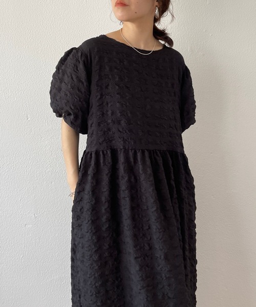 wee9s（ウィークス）の「non non iron puff one piece / アイロン不要なパフワンピース（ワンピース・レディース・ブラック/ピンク/ミント・FREE）」の17枚目の写真