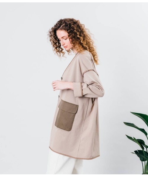 SIPULI（シプリ）の「[ULTIMA] Brushed オーバーサイズジャージーアウター（その他アウター・レディース・モスグリーン/ブラック・2）」の6枚目の写真