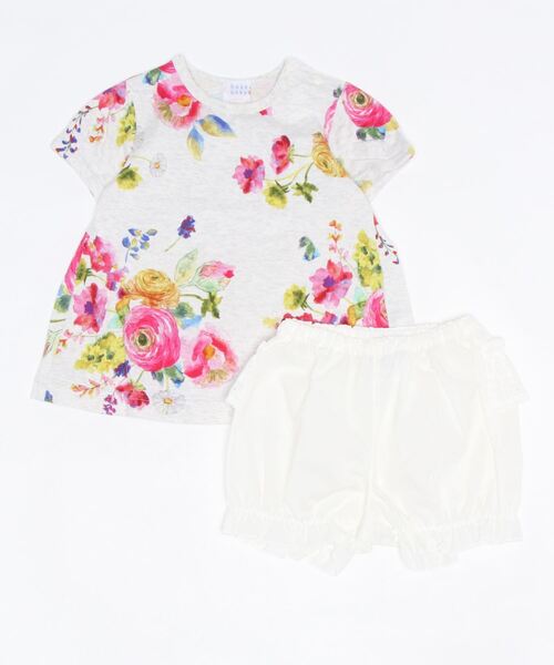 HAKKA BABY（ハッカベビー）の「[ベビー]ラナンキュラスブーケプリント半袖Tシャツパンツセット（アンサンブル・キッズ・ピンク/ブルー・90cm/80ｃｍ）」の2枚目の写真