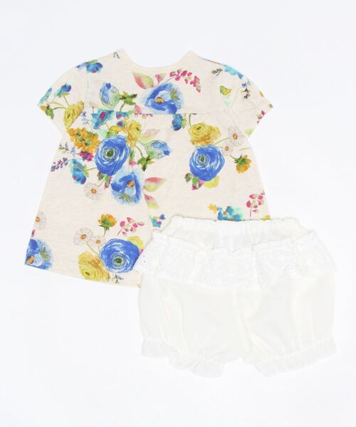 HAKKA BABY（ハッカベビー）の「[ベビー]ラナンキュラスブーケプリント半袖Tシャツパンツセット（アンサンブル・キッズ・ピンク/ブルー・90cm/80ｃｍ）」の3枚目の写真