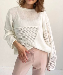 【ZOZO限定】パッチワークメッシュニット