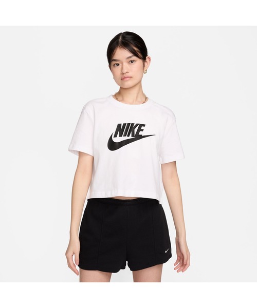 NIKE(ナイキ)の「NIKE/ナイキ WSエッセンシャル クロップフレンチテリー Tシャツ(Tシャツ/カットソー・レディース・グレー/ブラック/ホワイト・S/M/L/XL/XS)」の1枚目の写真