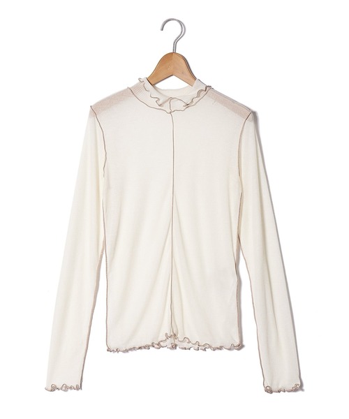 AS KNOW AS PINKY（アズノゥアズピンキー）の「シアーふわりやわらかプルオーバー（Tシャツ/カットソー・レディース・オフホワイト/ブラック/ライトグレー/ライトグリーン/ライトブルー/ライトイエロー/ライトピンク・FREE）」の2枚目の写真