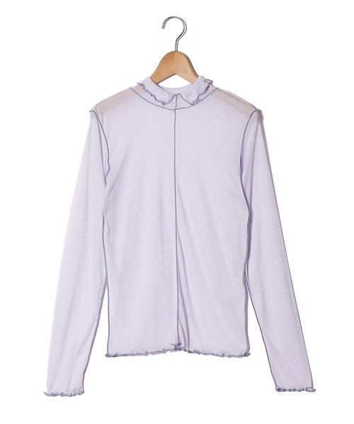 AS KNOW AS PINKY（アズノゥアズピンキー）の「シアーふわりやわらかプルオーバー（Tシャツ/カットソー・レディース・オフホワイト/ブラック/ライトグレー/ライトグリーン/ライトブルー/ライトイエロー/ライトピンク・FREE）」の4枚目の写真