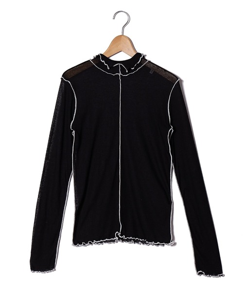 AS KNOW AS PINKY（アズノゥアズピンキー）の「シアーふわりやわらかプルオーバー（Tシャツ/カットソー・レディース・オフホワイト/ブラック/ライトグレー/ライトグリーン/ライトブルー/ライトイエロー/ライトピンク・FREE）」の3枚目の写真