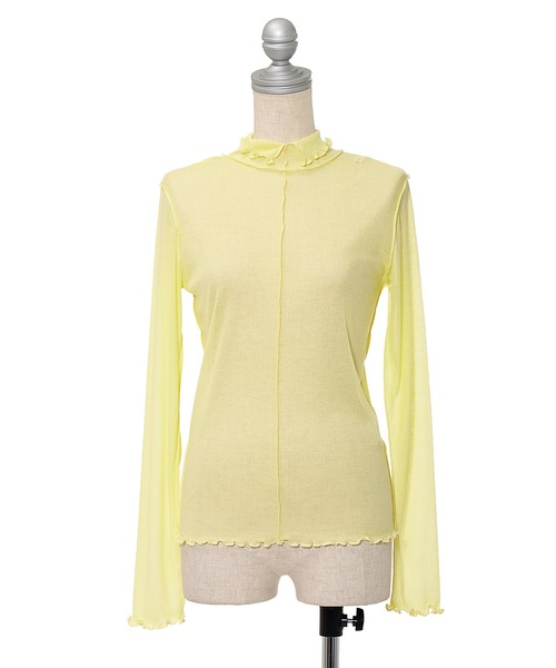 AS KNOW AS PINKY（アズノゥアズピンキー）の「シアーふわりやわらかプルオーバー（Tシャツ/カットソー・レディース・オフホワイト/ブラック/ライトグレー/ライトグリーン/ライトブルー/ライトイエロー/ライトピンク・FREE）」の8枚目の写真