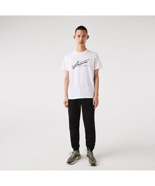 LACOSTE（ラコステ）の「スクリプトブランドネームロゴプリントTシャツ（Tシャツ/カットソー・メンズ・ホワイト/ブルー/ライトピンク/ヘザーグレー・4/2/3/5）」の2枚目の写真