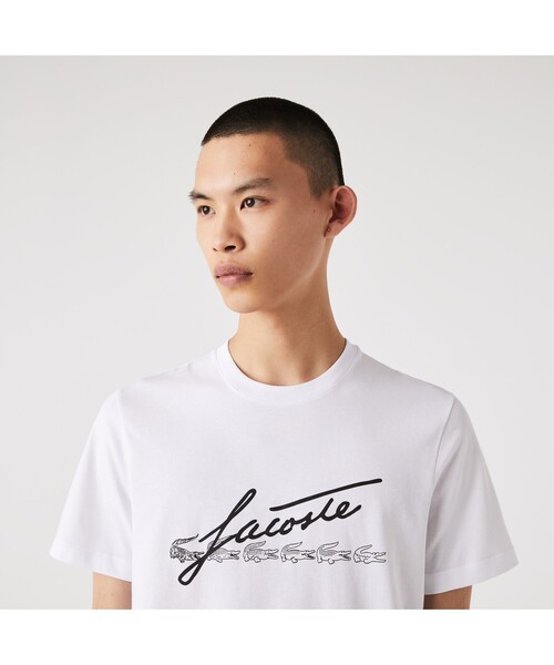 LACOSTE（ラコステ）の「スクリプトブランドネームロゴプリントTシャツ（Tシャツ/カットソー・メンズ・ホワイト/ブルー/ライトピンク/ヘザーグレー・4/2/3/5）」の5枚目の写真