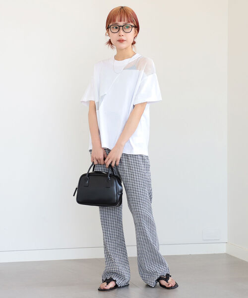 Ray BEAMS（レイビームス）の「Ray BEAMS / シアー 切り替え ハーフスリーブ Tシャツ（Tシャツ/カットソー・レディース・ブラック/ホワイト・ONE SIZE）」の3枚目の写真