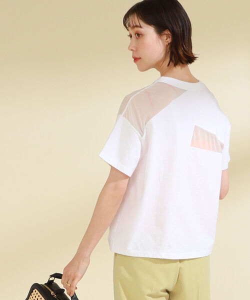 Ray BEAMS（レイビームス）の「Ray BEAMS / シアー 切り替え ハーフスリーブ Tシャツ（Tシャツ/カットソー・レディース・ブラック/ホワイト・ONE SIZE）」の7枚目の写真