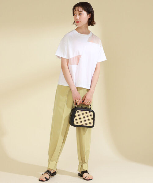 Ray BEAMS（レイビームス）の「Ray BEAMS / シアー 切り替え ハーフスリーブ Tシャツ（Tシャツ/カットソー・レディース・ブラック/ホワイト・ONE SIZE）」の9枚目の写真