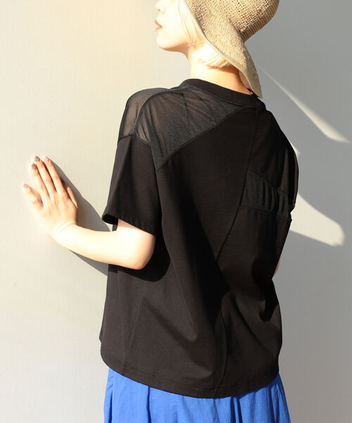 Ray BEAMS（レイビームス）の「Ray BEAMS / シアー 切り替え ハーフスリーブ Tシャツ（Tシャツ/カットソー・レディース・ブラック/ホワイト・ONE SIZE）」の10枚目の写真