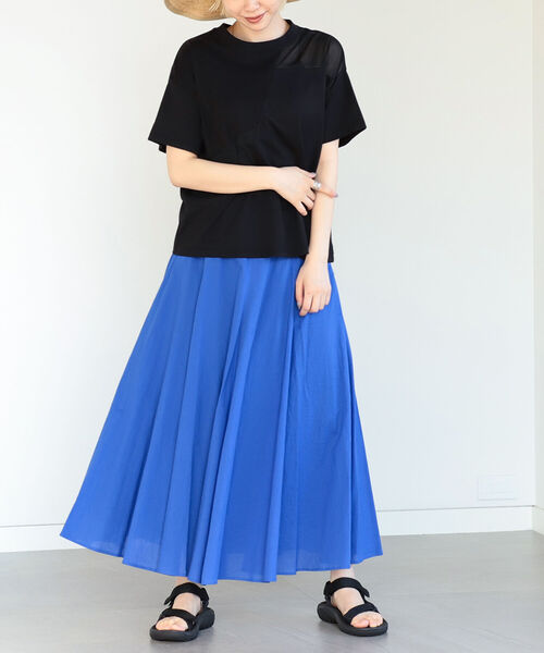 Ray BEAMS（レイビームス）の「Ray BEAMS / シアー 切り替え ハーフスリーブ Tシャツ（Tシャツ/カットソー・レディース・ブラック/ホワイト・ONE SIZE）」の11枚目の写真