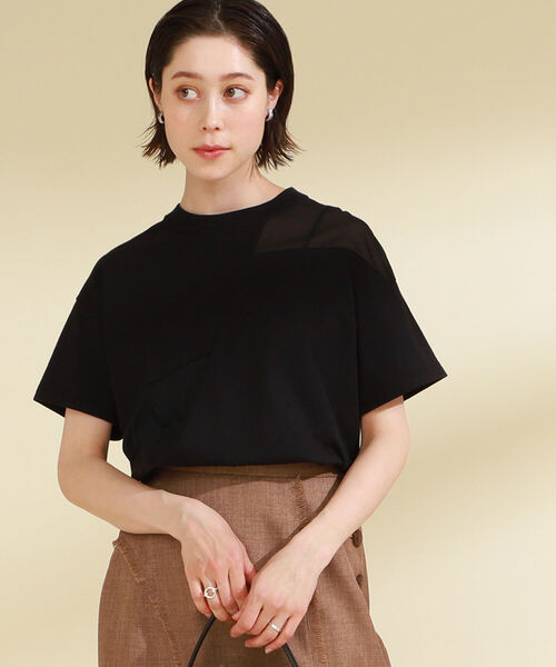 Ray BEAMS（レイビームス）の「Ray BEAMS / シアー 切り替え ハーフスリーブ Tシャツ（Tシャツ/カットソー・レディース・ブラック/ホワイト・ONE SIZE）」の12枚目の写真