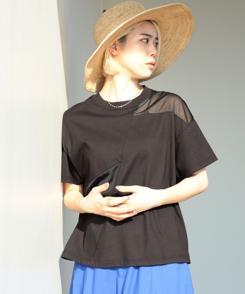 Ray BEAMS（レイビームス）の「Ray BEAMS / シアー 切り替え ハーフスリーブ Tシャツ（Tシャツ/カットソー・レディース・ブラック/ホワイト・ONE SIZE）」の18枚目の写真