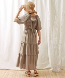 libelle more | 無地デシン　シャーリングティアードワンピース(ワンピース)