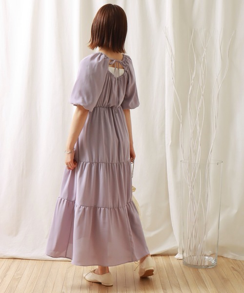 libelle more（リベル モア）の「無地デシン　シャーリングティアードワンピース（ワンピース・レディース・ブラック/モカ/ラベンダー・M/L）」の13枚目の写真