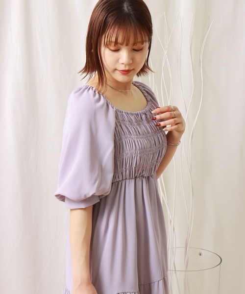 libelle more（リベル モア）の「無地デシン　シャーリングティアードワンピース（ワンピース・レディース・ブラック/モカ/ラベンダー・M/L）」の14枚目の写真