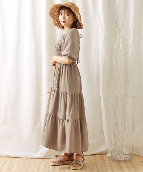 libelle more（リベル モア）の「無地デシン　シャーリングティアードワンピース（ワンピース・レディース・ブラック/モカ/ラベンダー・M/L）」の7枚目の写真