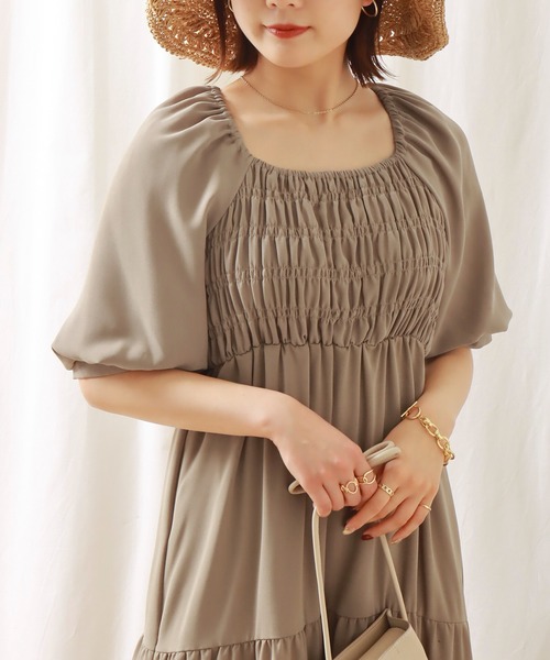 libelle more（リベル モア）の「無地デシン　シャーリングティアードワンピース（ワンピース・レディース・ブラック/モカ/ラベンダー・M/L）」の9枚目の写真