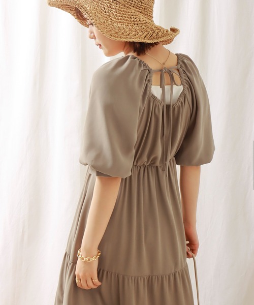 libelle more（リベル モア）の「無地デシン　シャーリングティアードワンピース（ワンピース・レディース・ブラック/モカ/ラベンダー・M/L）」の12枚目の写真