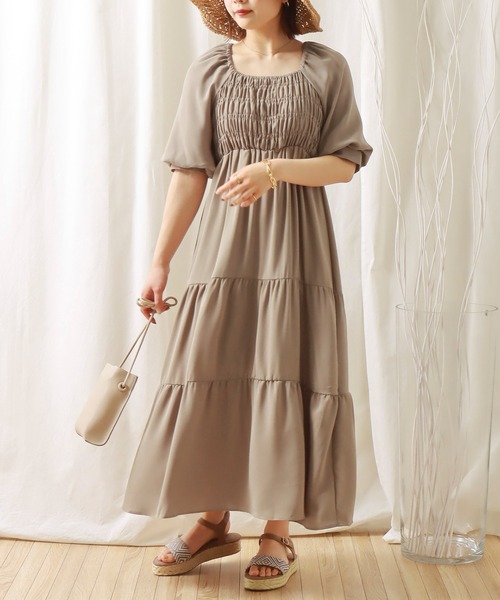 libelle more（リベル モア）の「無地デシン　シャーリングティアードワンピース（ワンピース・レディース・ブラック/モカ/ラベンダー・M/L）」の18枚目の写真