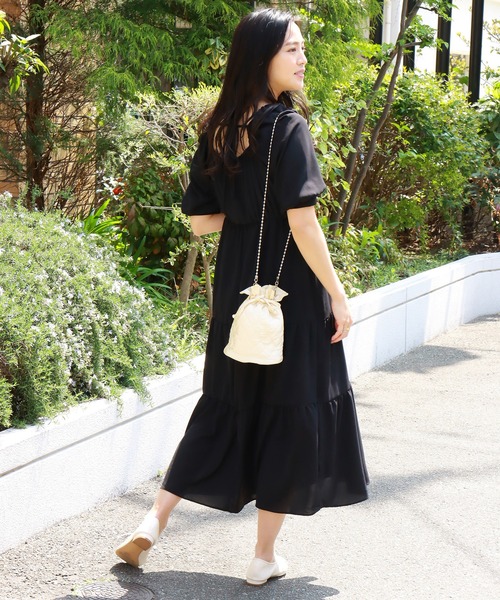 libelle more（リベル モア）の「無地デシン　シャーリングティアードワンピース（ワンピース・レディース・ブラック/モカ/ラベンダー・M/L）」の19枚目の写真