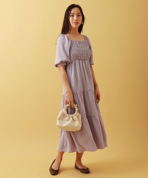 libelle more（リベル モア）の「無地デシン　シャーリングティアードワンピース（ワンピース・レディース・ブラック/モカ/ラベンダー・M/L）」の22枚目の写真