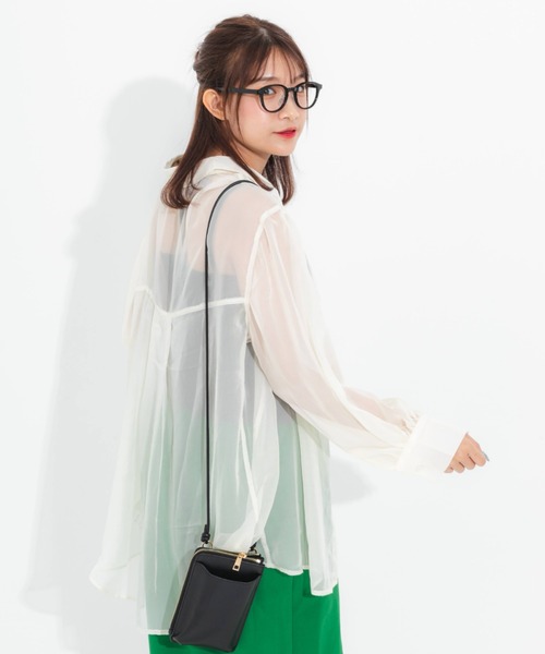 nemne store（ネンネストア）の「とろみカラーシアーシャツ（シャツ/ブラウス・レディース・ブラック/ピンク/オレンジ/アイボリー・フリー）」の8枚目の写真