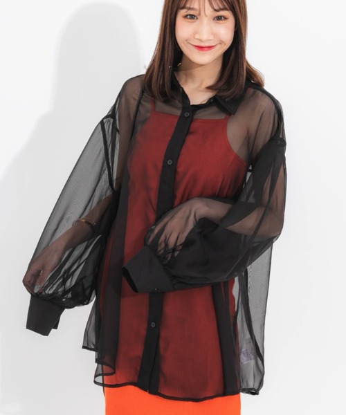 nemne store（ネンネストア）の「とろみカラーシアーシャツ（シャツ/ブラウス・レディース・ブラック/ピンク/オレンジ/アイボリー・フリー）」の20枚目の写真