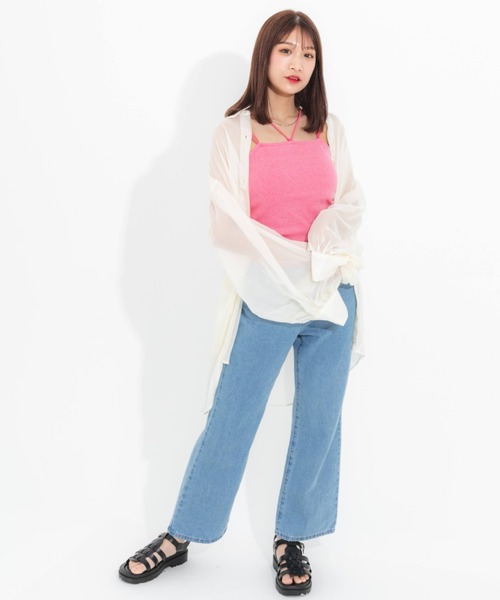 nemne store（ネンネストア）の「とろみカラーシアーシャツ（シャツ/ブラウス・レディース・ブラック/ピンク/オレンジ/アイボリー・フリー）」の15枚目の写真