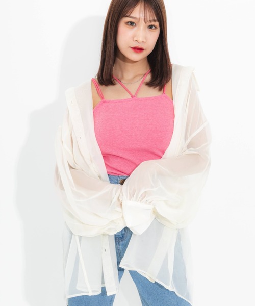 nemne store（ネンネストア）の「とろみカラーシアーシャツ（シャツ/ブラウス・レディース・ブラック/ピンク/オレンジ/アイボリー・フリー）」の12枚目の写真