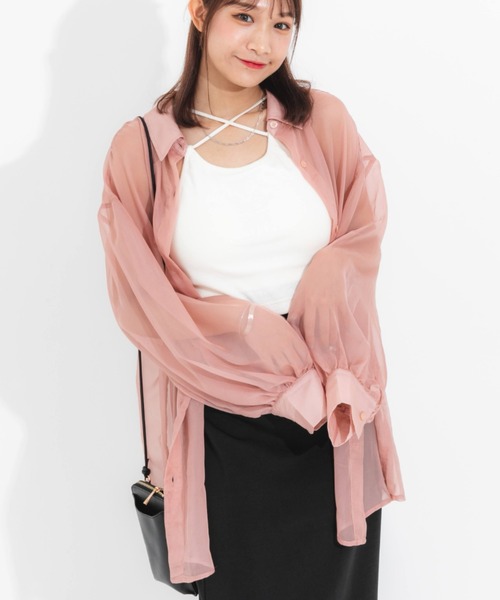 m*i様 大人気完売　ケミカルレース シアーShirt ブラウス シャツ ドロストレースシアーシャツ/新色追加